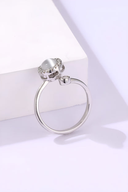 Rotating Moonstone Adjustable Silver Ring