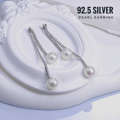 Pearl Drop Hanging Silver Earring