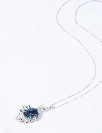 Swan-Shaped With Blue Spinel Stone Silver Chain