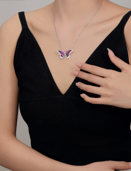 Idyllia Colourful Butterfly Pendant Chain