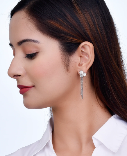 Eye- Catching Swarovski White Zircon Silver Earrings