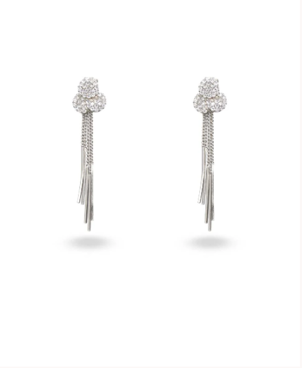 Eye- Catching Swarovski White Zircon Silver Earrings