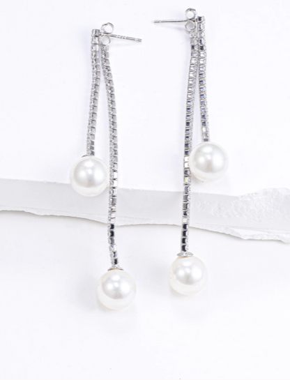 Pearl Drop Hanging Silver Earring