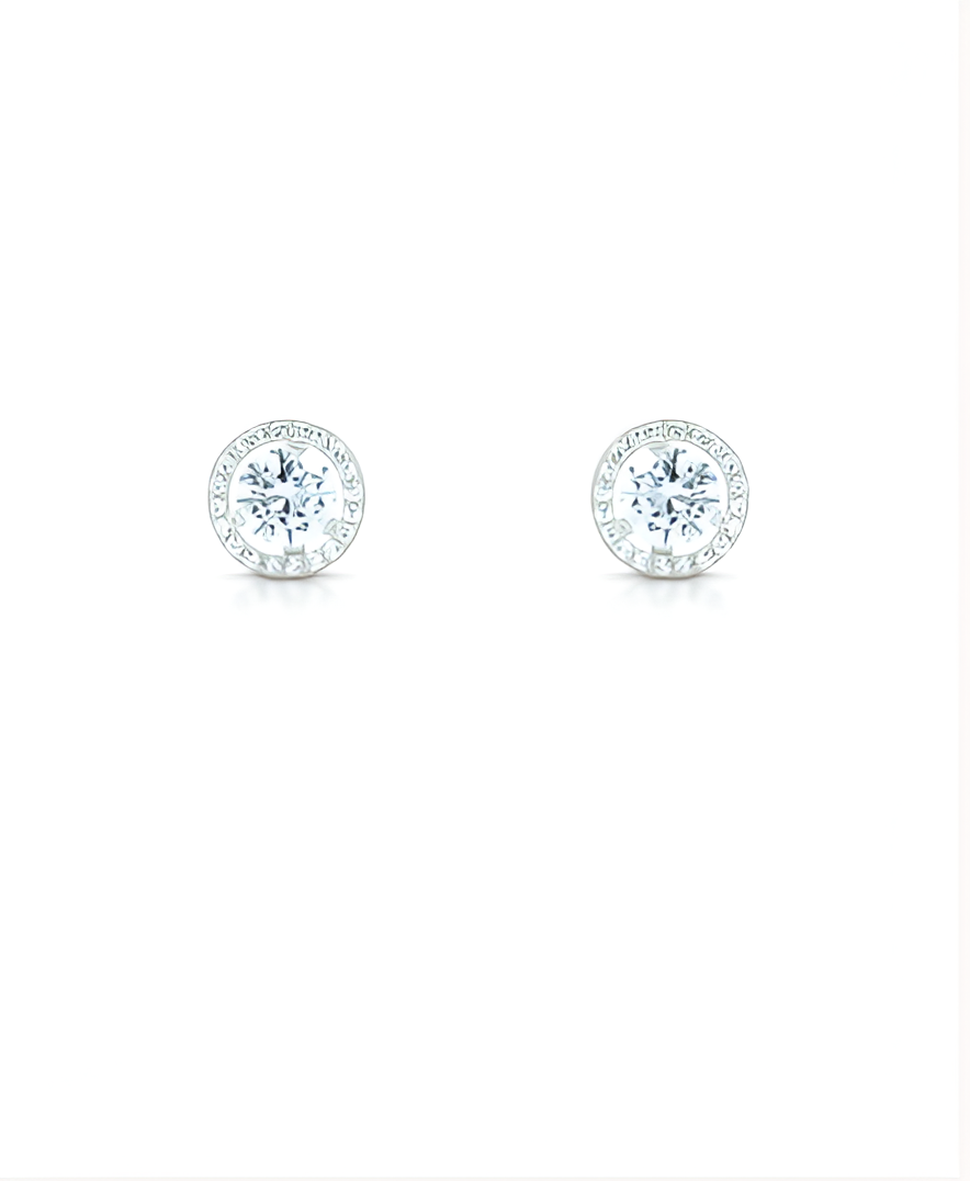 Small 2-in-1 Silver Studs with Solitaire Stone Silver Earrings