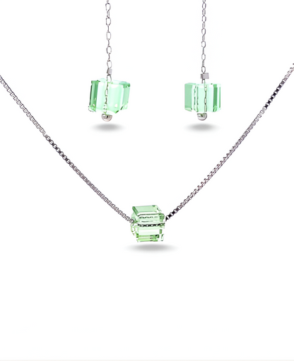 Cuboid- Shaped Silver Pendant Set