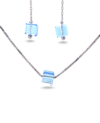 Cuboid- Shaped Silver Pendant Set