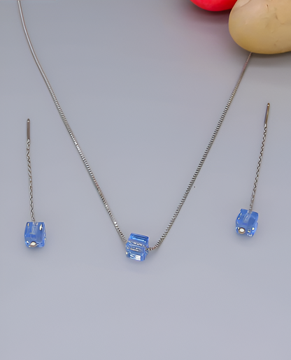 Cuboid- Shaped Silver Pendant Set