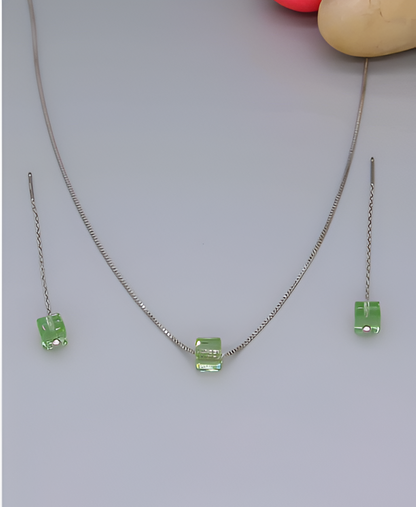 Cuboid- Shaped Silver Pendant Set