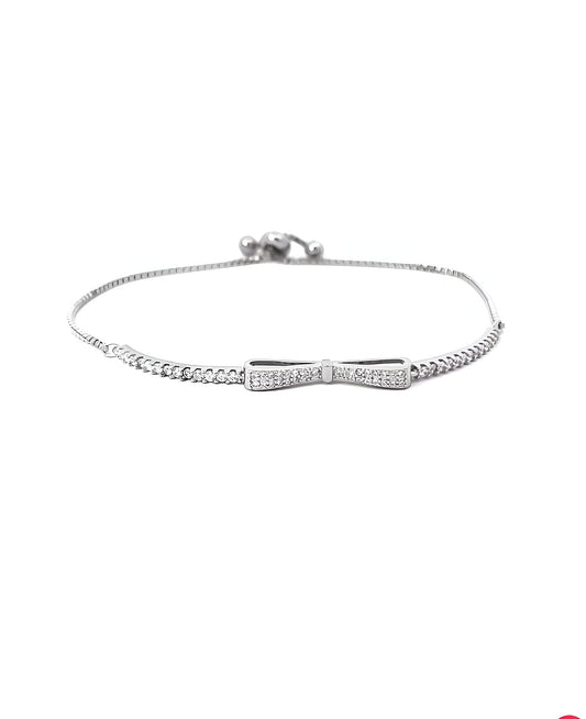 Classic Designer With White Swarovski Zircon Silver Bracelet