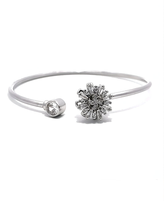 Eye-Catching Flower Rotating Openable Silver Bracelet