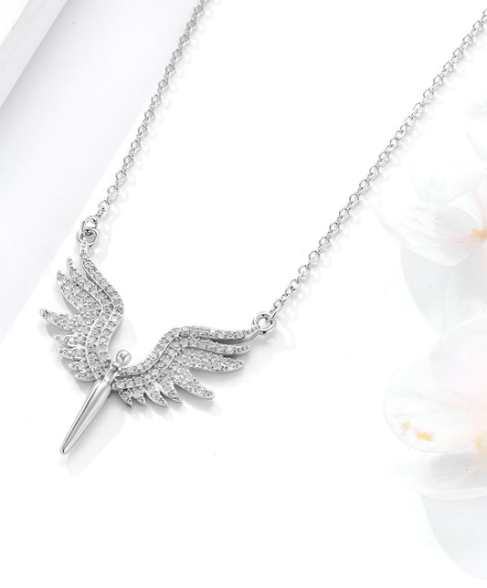 Angel-Shaped White Swarovski Silver Chain