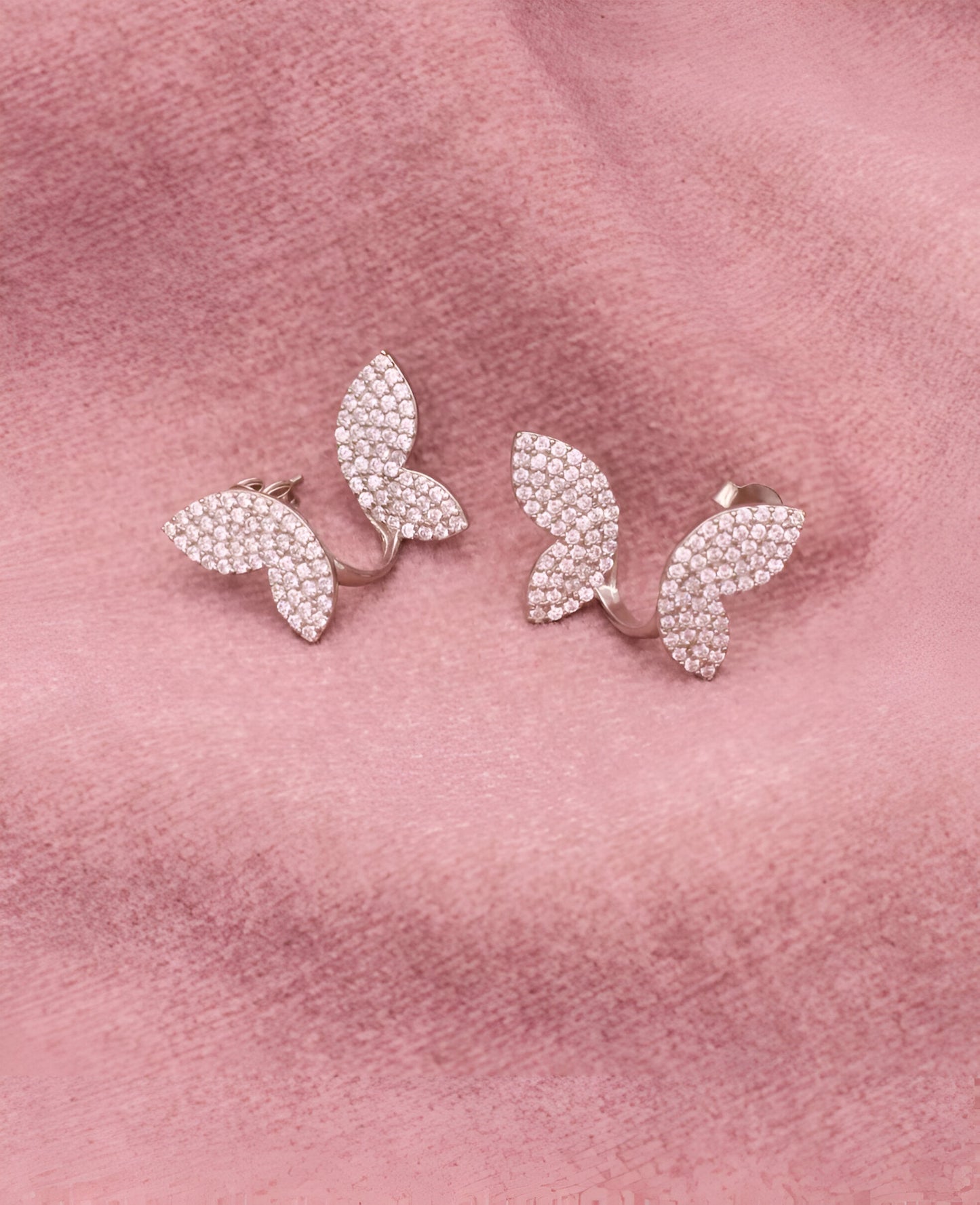 Butterfly Stud Look Silver Earrings