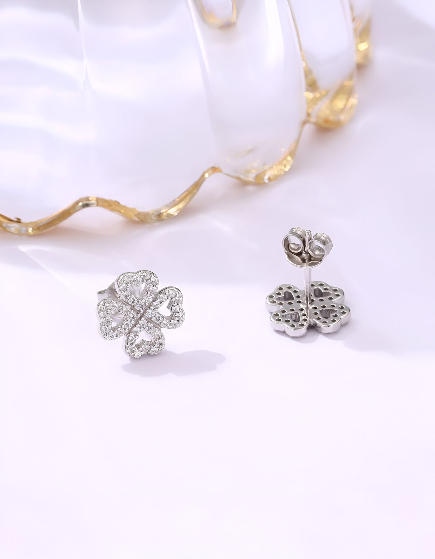 Heart And Flower Shaped Silver Earings