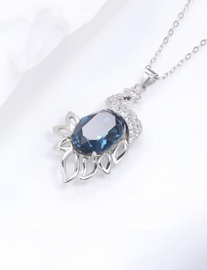 Swan-Shaped With Blue Spinel Stone Silver Chain