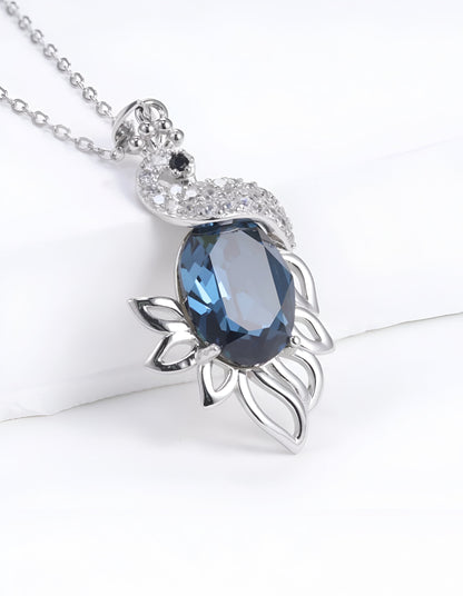 Swan-Shaped With Blue Spinel Stone Silver Chain