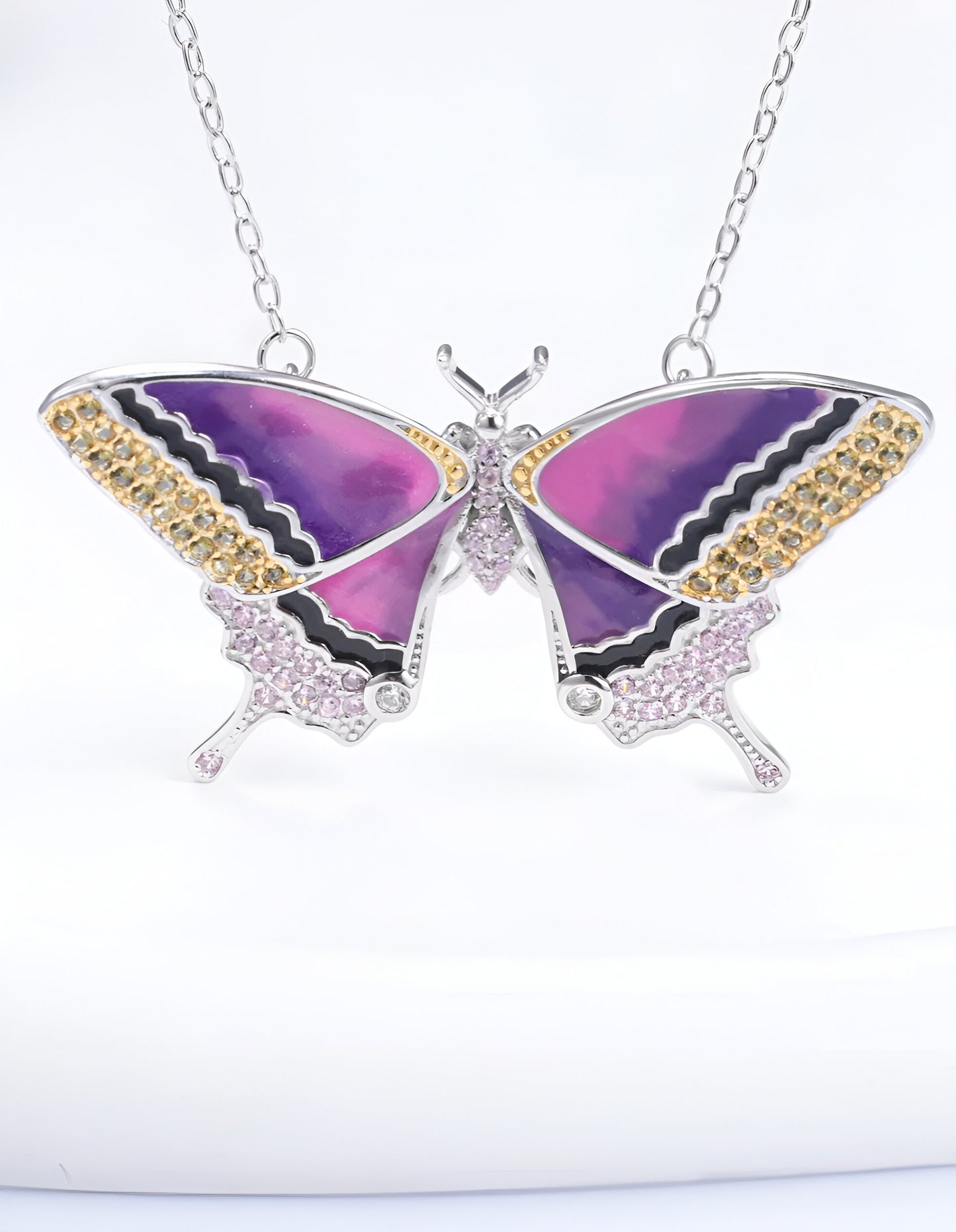 Idyllia Colourful Butterfly Pendant Chain