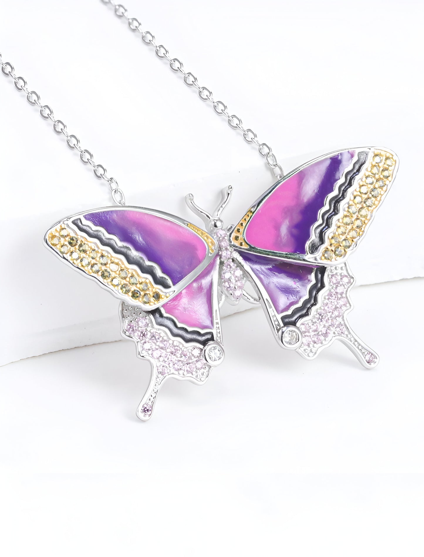 Idyllia Colourful Butterfly Pendant Chain