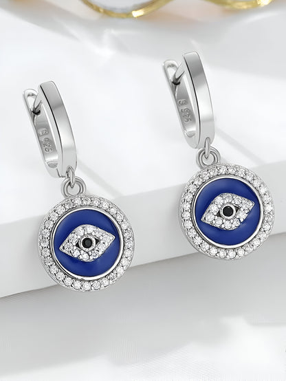 Evil Eye With Unique Design Silver Earrings