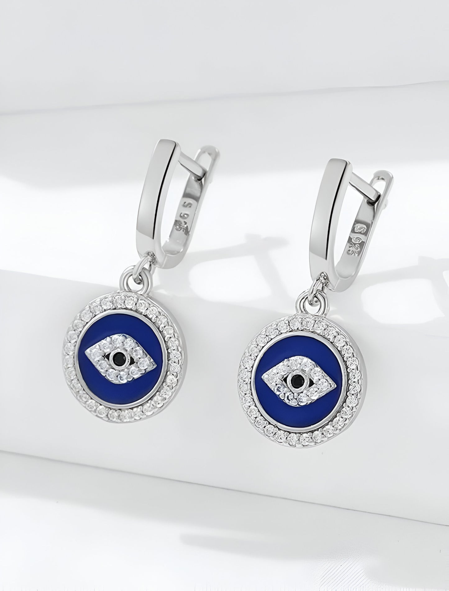 Evil Eye With Unique Design Silver Earrings