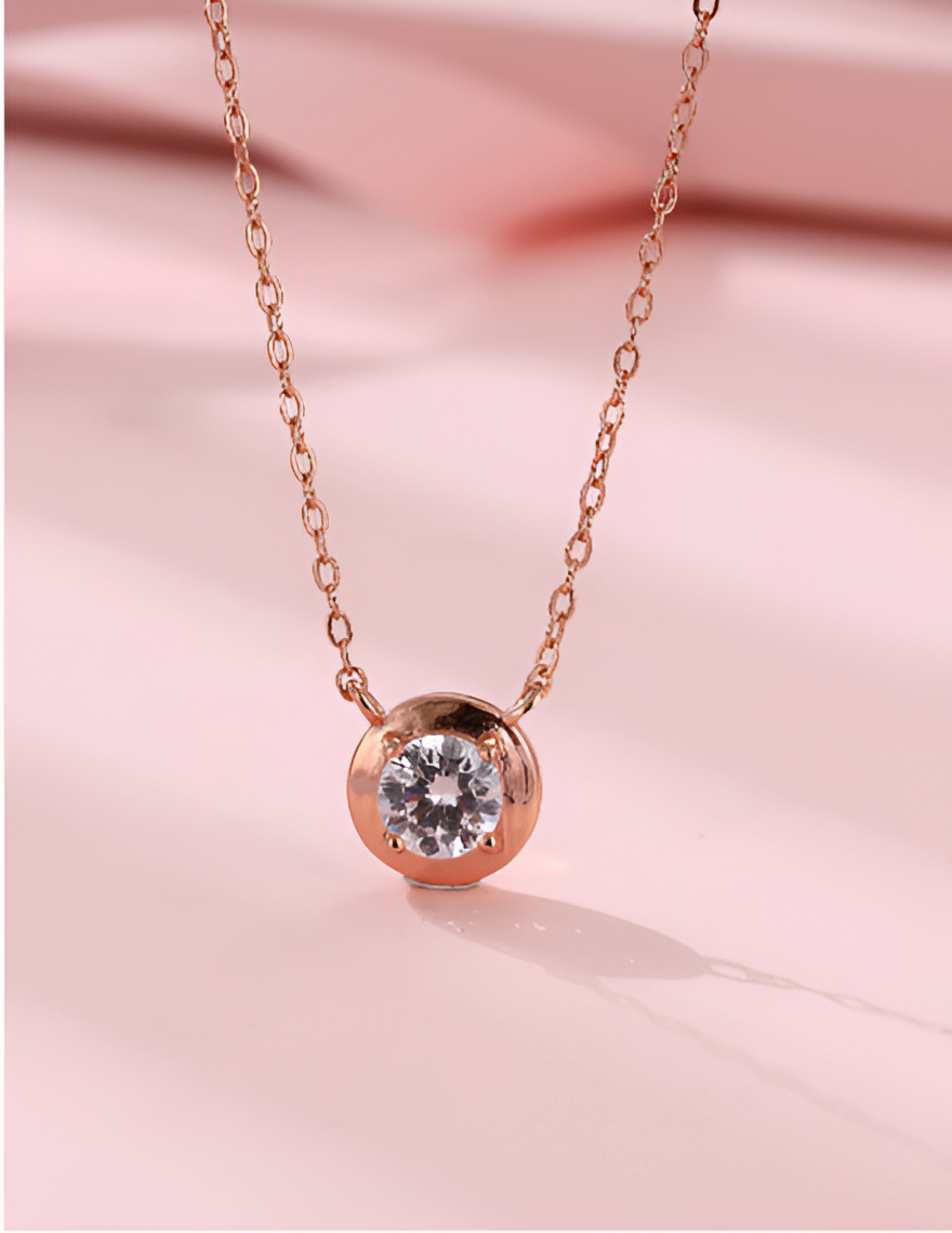 Solitaire Encircled Rose Gold Chain