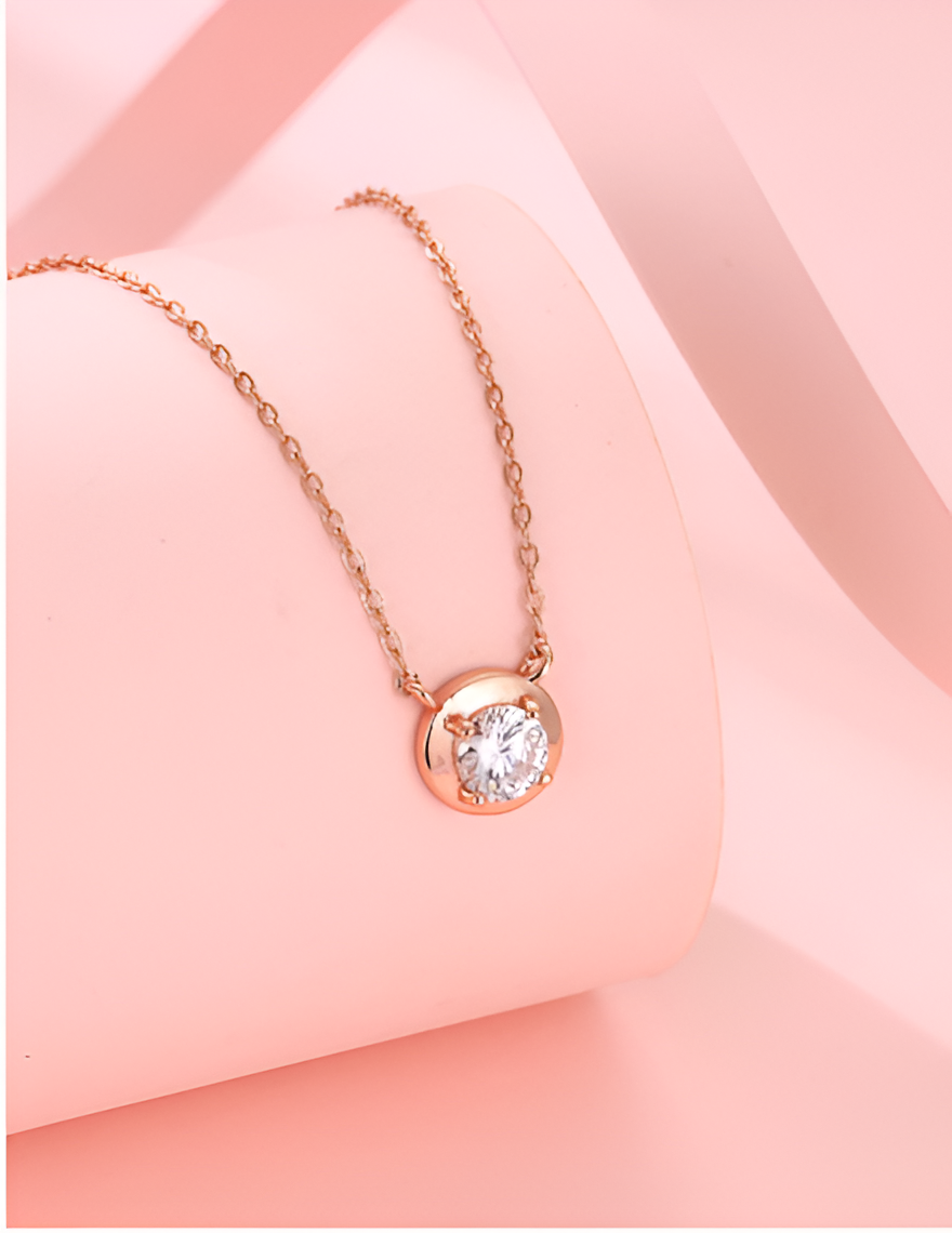 Solitaire Encircled Rose Gold Chain