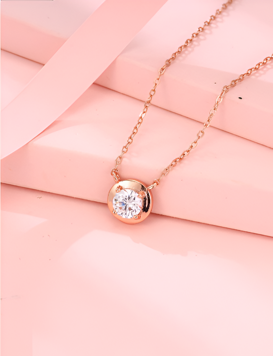 Solitaire Encircled Rose Gold Chain