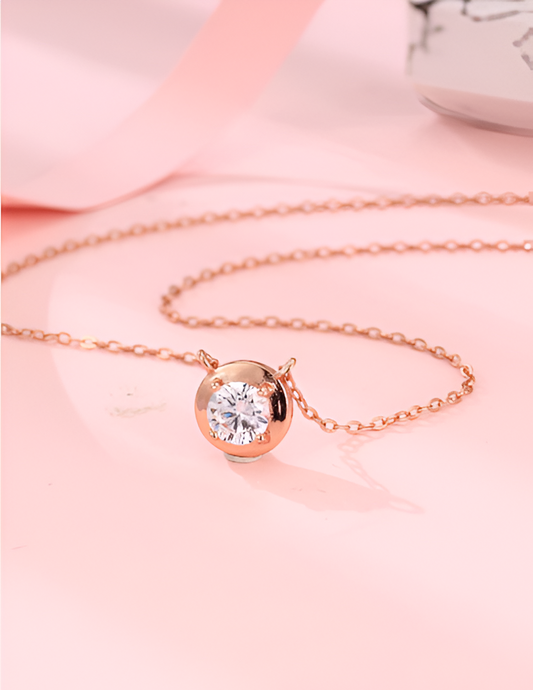 Solitaire Encircled Rose Gold Chain