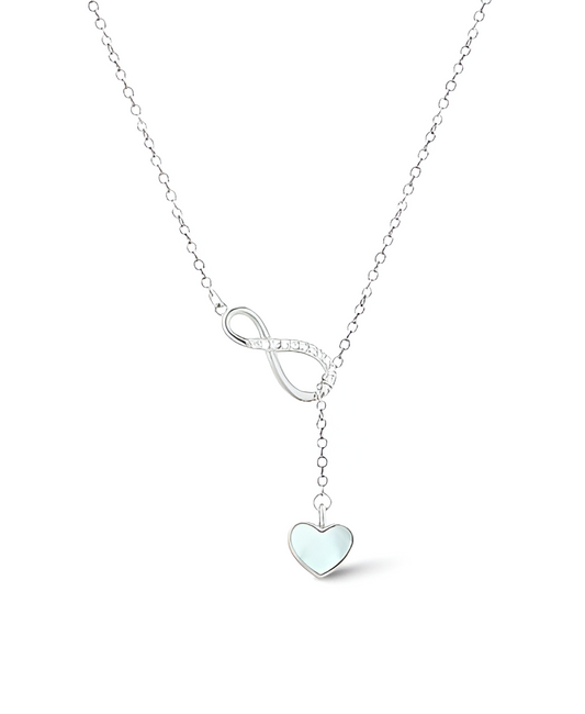 Infinity Symbol with Hanging Heart Chain