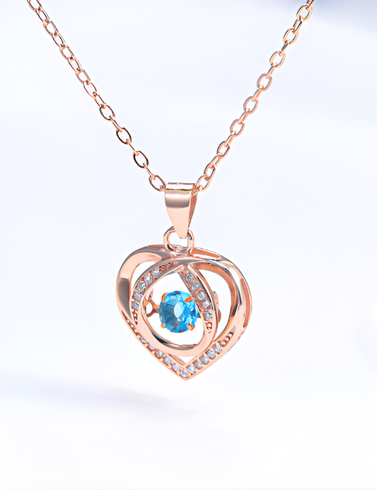 Heart Pendant with Blue Stone Chain