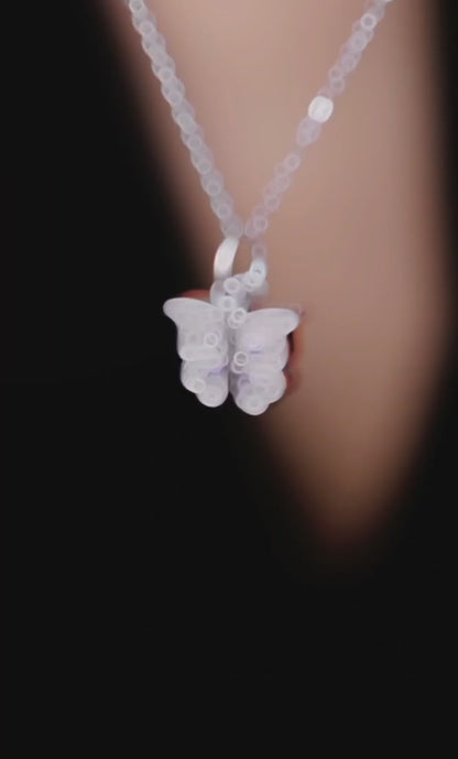 Butterfly Pendant With Semi-Precious Purple Stone Silver Chain